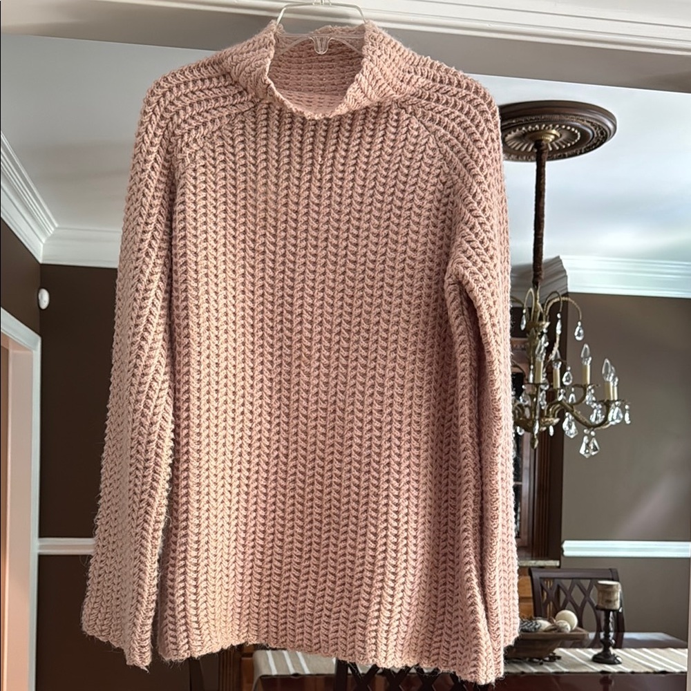 Doe & Rae Cozy Pink Cowl Neck Sweater